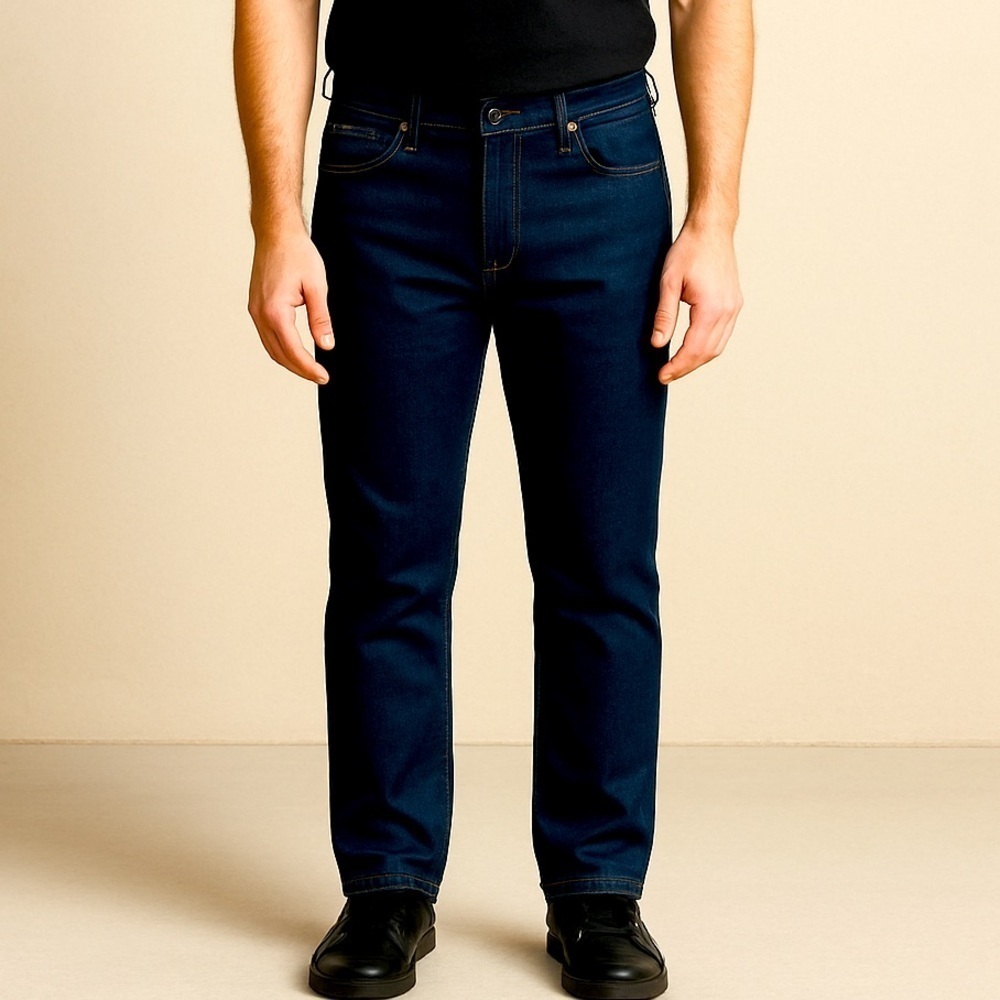Escada Men's Slim Straight Jeans in Deep Blue, see measurements